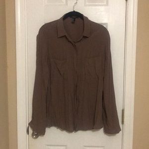 Brown Forever21 Button Up Blouse Size Medium